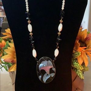 Black, Creme and Grey Necklace
